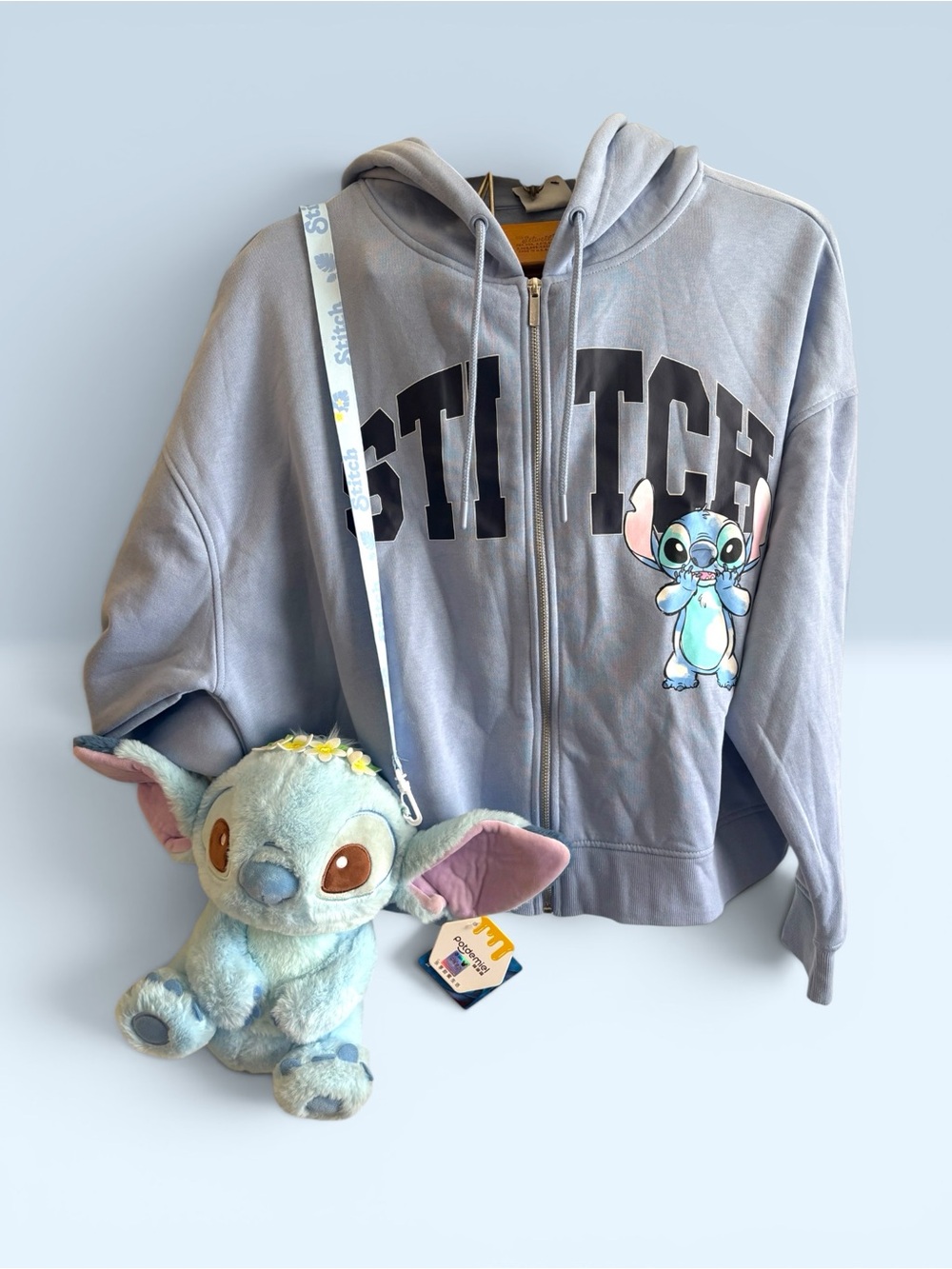 Disney Stitch Hoodie Plush Crossbody Bundle Blue Kawaii Cute Gift Set